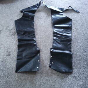 SEAR LEATHER SHOP BLACK LEATHER MOTORCYCLE CHAPS